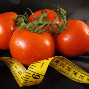 Tomatoes measuring tape